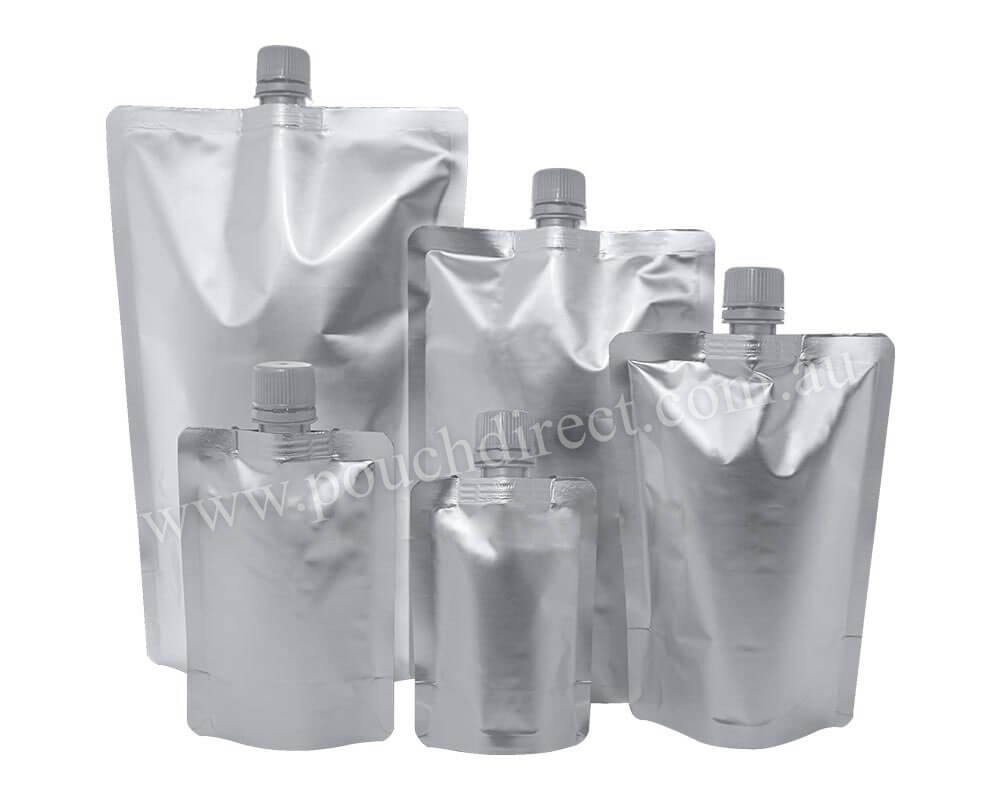 16 mm Center Spout Pouches Matt Silver