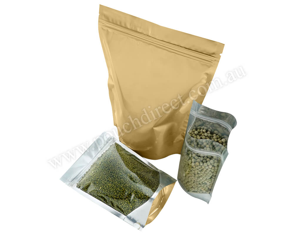 Clear Matt Gold Pouches