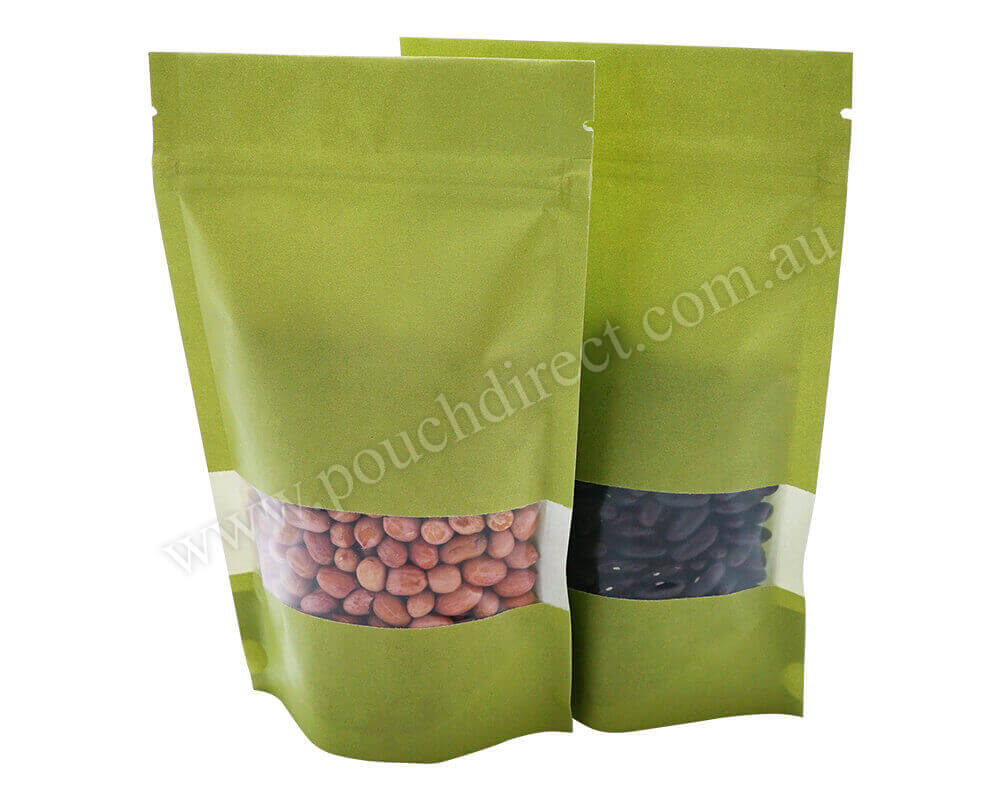 Green Paper Bags with Rectangle Window