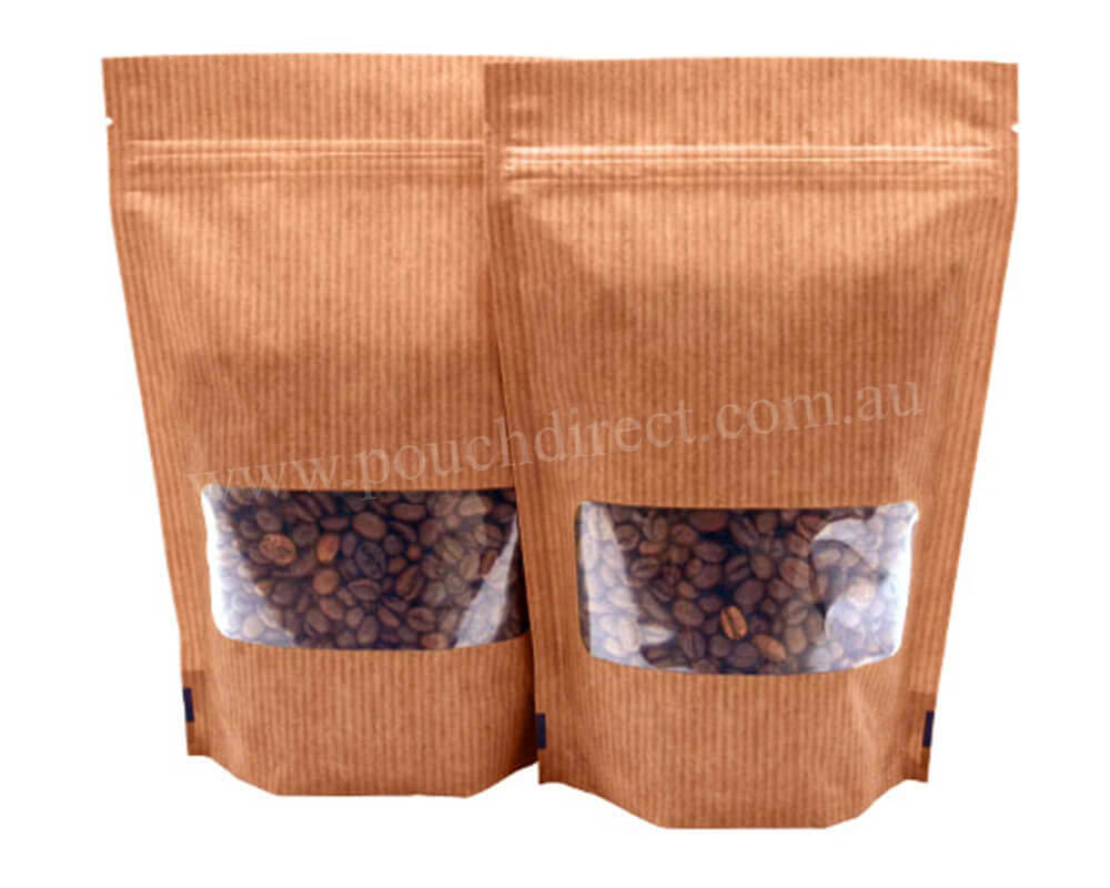 Kraft Look Stand Up Pouches with Rectangle Window