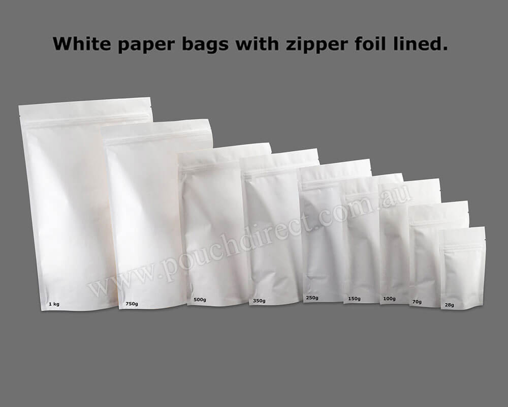 White Paper Stand Up Pouches