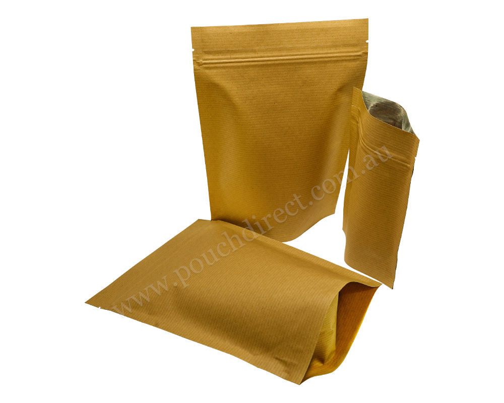 Brown Striped Paper Pouches