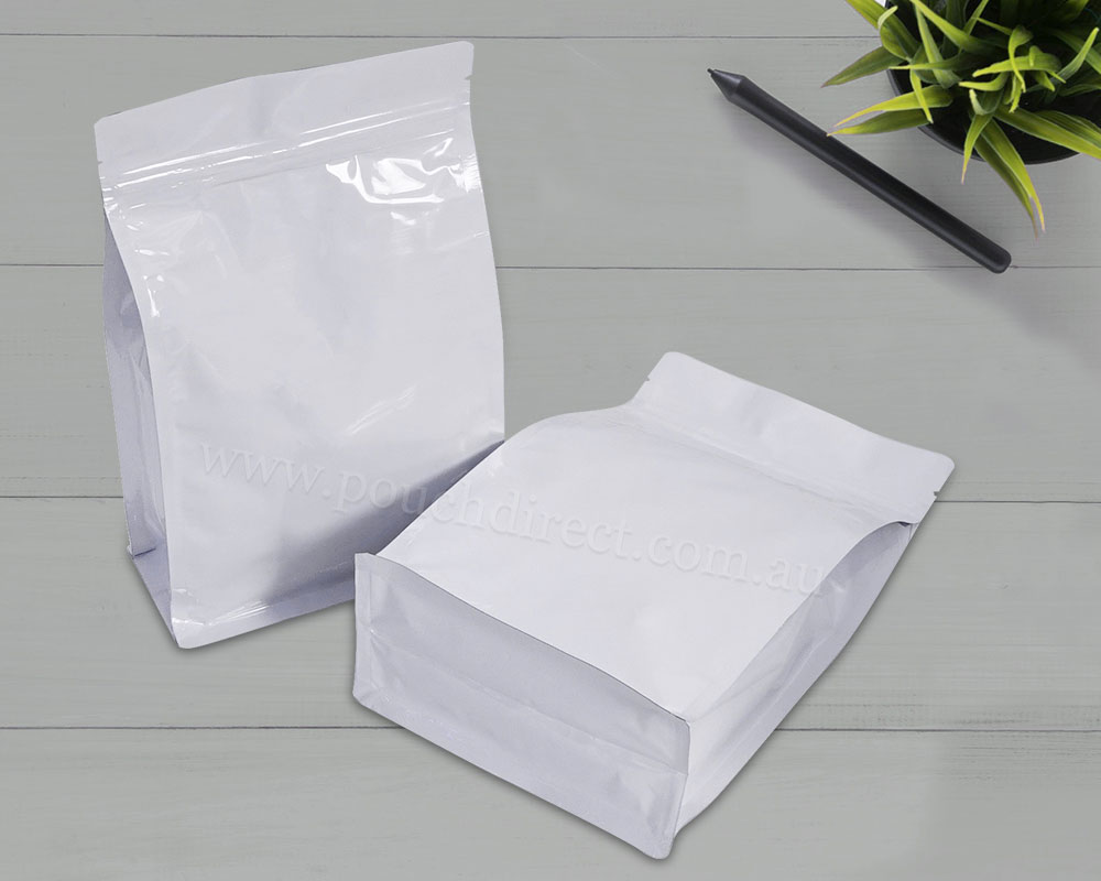 Flat Bottom Normal Zipper Shiny White