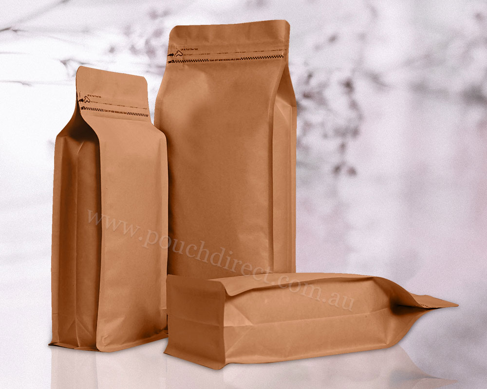 Flat Bottom Tear Off Zipper Brown Paper Bags