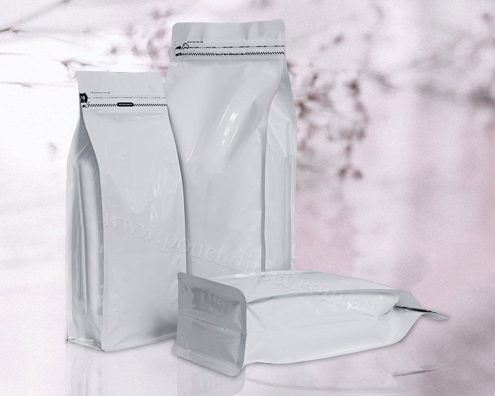 Flat Bottom Tear Off Zipper Shiny White
