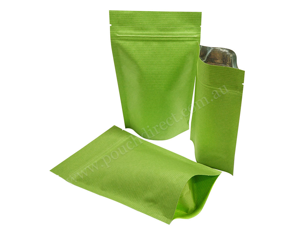 Green Striped Paper Pouches