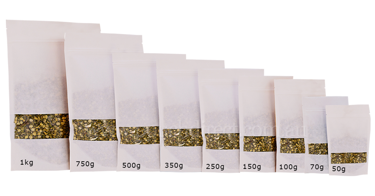 White Paper Bags With Full Rectangle Window